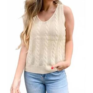 NEW AMOLI lace-up back tank top in cream